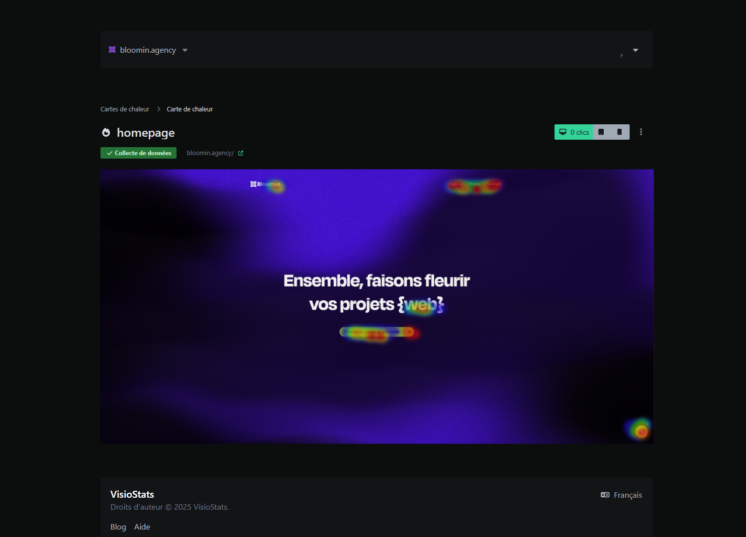 Interface de carte de chaleur VisioStats